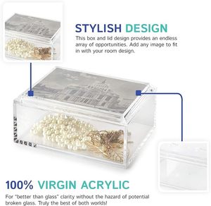 Boîte à bijoux rectangulaire en acrylique avec couvercle photo de style moderne 5 "x 7" stockage polyvalent pour les magasins de détail bijoux Keekes bibelots - Product Image 2