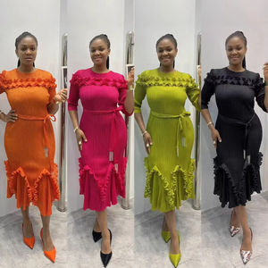 法式女款优雅宽松欧式晚礼服大码三宅百褶裙 - Product Image 1