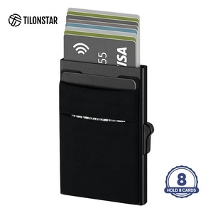 Auto -Eject Mini Wallet Men Minimalist Mens Smart Rfid Wallet Card Holder Card Case Aluminum Wallet Box Pop Up