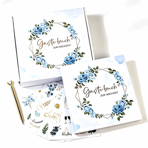 Livre d'or à couverture rigide en papier texturé, relié en usine, pour mariage, avec motif floral délicat pour la signature des invités - Product Image 3