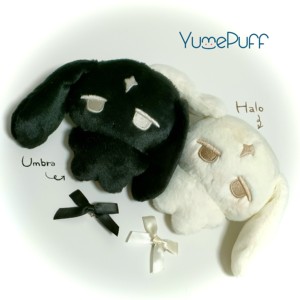 Peluche YumePuff Lapin Jumeau Noir et Blanc, Design Halo <span class=keywords><strong>Shadow</strong></span>, Poupée en Tissu Doux, Compagnon Moelleux, Décoration, Collection, Cadeau - Product Image 1