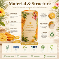 Kartonnen voedselveilige verpakkingen van kraftpapier, cilindervormige dozen voor gedroogd fruit, geschikt voor snackmerken, FSC, FDA, OEM