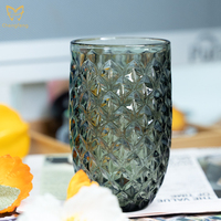 Ananas gris en relief tasse à eau en verre à bouche haute tasse à jus tasse à boisson au lait gobelets en verre durables pour la fête