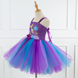 Vestido de tutú de sirena para niñas, vestido de princesa de tul para fiesta de cumpleaños, disfraz de sirena para Halloween, ropa para niños - Product Image 6