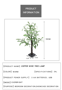 Olive Tree Light Battery Operated/USB 55cm 24led <span class=keywords><strong>Table</strong></span> Top Artificial Greenery Tree Fairy Lights for Wedding Home Christmas <span class=keywords><strong>Deco</strong></span> - Product Image 5