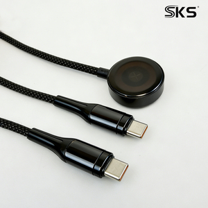 Câble de charge rapide PD 60W 2 en 1 C vers C, <span class=keywords><strong>chargeur</strong></span> sans fil 2,5W pour <span class=keywords><strong>montre</strong></span>, iPhone 15/16, téléphones Android et imprimante - Product Image 2