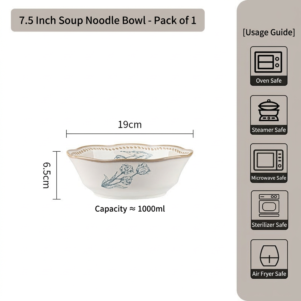 Tulip dinnerware-75-inch noodle bowl