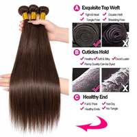 Extensions de cheveux humains bruns, lisses comme des baguettes, 1 pièce # Extensions de cheveux colorées en 4 tons, mèches de cheveux humains, tissages capillaires