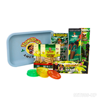 Kit d'accessoires : Plateaux roulants colorés, Broyeur à herbes en plastique 2 pièces, Tube de rangement, Papier à rouler parfumé au chanvre