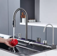 Laveuse de tasses multifonctionnelle de grand évier de cuisine de cascade d'acier inoxydable populaire moderne avec la caractéristique anti-rayures d'affichage numérique
