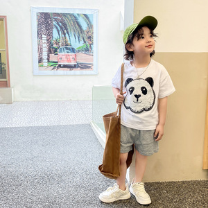 <span class=keywords><strong>T</strong></span>-<span class=keywords><strong>shirt</strong></span> d'é<span class=keywords><strong>t</strong></span>é coréen mignon réversible à sequins imprimé <span class=keywords><strong>t</strong></span>ête de tigre en coton à col rond et épaules tombantes unisexe pour garçons, filles et enfants - Product Image 3