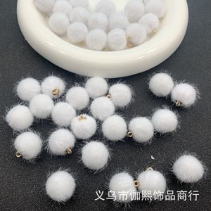 Pompones de Visón Sintético Blanco de 16 mm, Adorno para Coche, Accesorio DIY, Origen Yiwu - Product Image 1