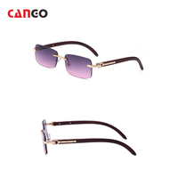 Lunettes de soleil rectangulaires sans monture CANGO, mode de luxe, logo personnalisé, verres UV400, monture en métal, lunettes de soleil pour hommes