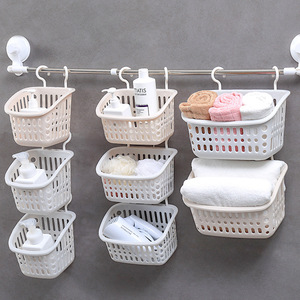 Plastic Hanging Bathroom <b>Storage</b> <b>Basket</b> Rectangle Wall Mounted Punch Free Shower Organizer For Towels Soap Shampoo - Product Image 1