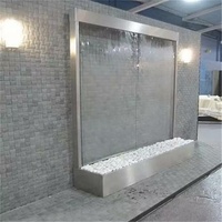 Décor intérieur et extérieur personnalisé de fontaine de cascade de mur d'eau de verre de cadre d'acier inoxydable