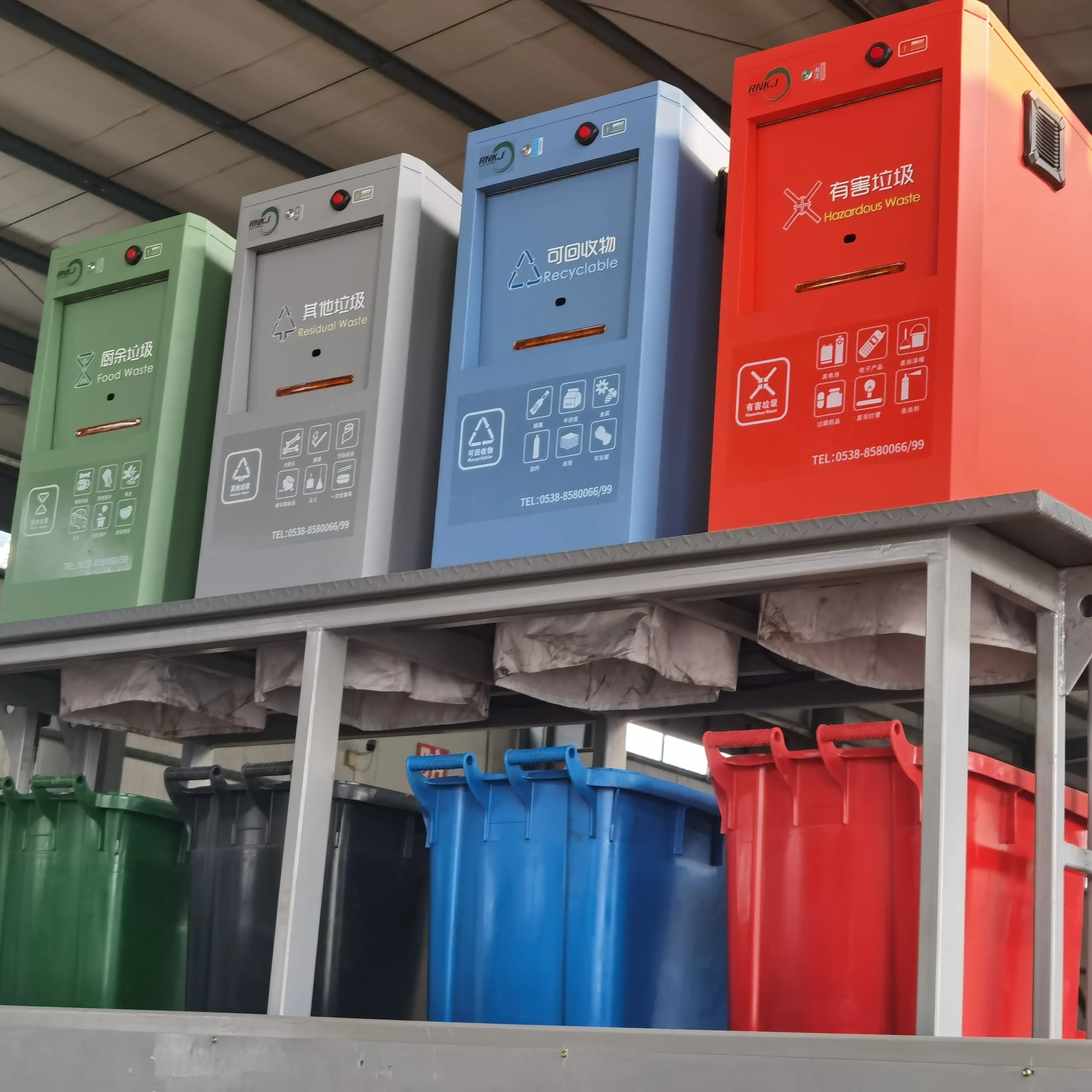 RNKJ 1100L Conteneurs à déchets souterrains à pédale en métal pour la collecte et le recyclage des ordures ménagères à l'extérieur du parc