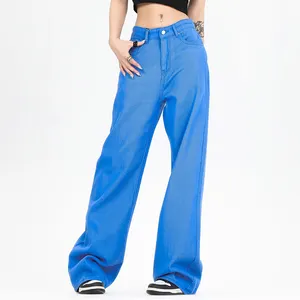 Comfortabele 100% Katoenen Stevige Twill Stof Jeans Vloerlengte Jeans In Verschillende Kleuren Voor Dames