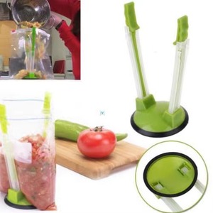 Food Storage Bag Holder With Opener <b>Plastic</b> <b>Kitchen</b> Rack For Household Use Green Color A479 - Product Image 3