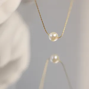 Gioielli singola collana di perle d'acqua dolce da donna in acciaio inossidabile moda Logo personalizzato collane catene alla moda servizio personalizzato