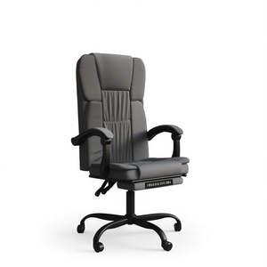 Fauteuil de bureau inclinable gris foncé avec accoudoirs réglables, base pivotante, style exécutif, revêtement en tissu, structure métallique - Product Image 1