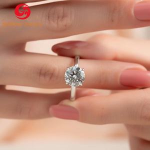 Passe Diamant Testeur D VVS1 Mossanite 18k Or 2ct Rond Émeraude Radiant Ovale Poire Coupe <span class=keywords><strong>Solitaire</strong></span> GRA Moissanite Anneau - Product Image 2