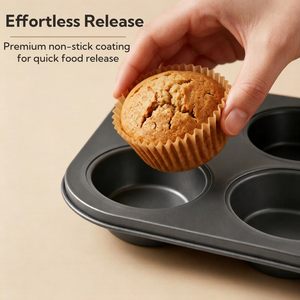 <span class=keywords><strong>Moule</strong></span> à <span class=keywords><strong>muffins</strong></span> 6 cavités avec doublures en <span class=keywords><strong>papier</strong></span>, <span class=keywords><strong>moule</strong></span> à cupcakes profond en acier au carbone antiadhésif, ustensile de cuisson robuste pour la cuisson au four - Product Image 5