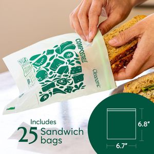 CLEANOMIC Sacs à lunch compostables Bundle Gallon Quart Tailles pour sandwichs et collations - Product Image 5