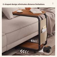 Table d'appoint en forme de C la plus populaire, table d'appoint d'angle en bois de luxe avec roulettes pour salon