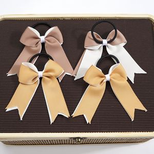 Lazos para el Cabello Grandes Bicolor Hechos a Mano para Adolescentes, Niñas, Sóftbol, Animadoras, Deportes - Azul Bosque/Amarillo, Decoración Suave para la Cabeza - Product Image 3