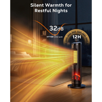 Chauffage d'appoint PTC 2000W Hiver avec télécommande, ventilateur électrique, radiateur tour en céramique et effet flamme