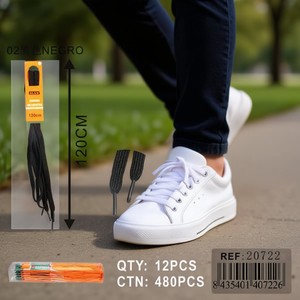 Lacets Iln 120 cm noirs pour baskets - Product Image 3