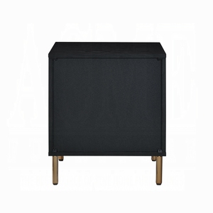 Black Nightstand With 3 <b>Drawers</b> Silver Crocodile Pattern Fronts Gold Legs Bedroom <b>Storage</b> <b>Drawer</b> Unit - Product Image 2