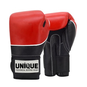 Vente en gros Gants de boxe en cuir de vachette véritable OEM Logo imprimé personnalisé Équipement de gymnastique lacé confortable pour adultes 16oz Arts martiaux - Product Image 4