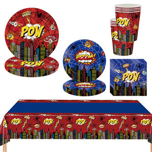 Vente flash : articles de fête sur le thème des super-héros, assiettes en papier, serviettes, ensemble de vaisselle sur le thème des héros, décorations de fête, vente en gros - Product Image 1