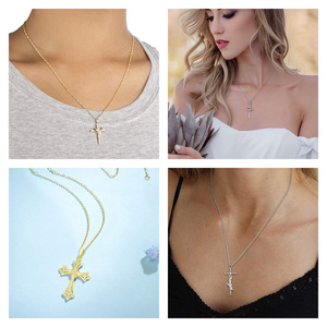 <span class=keywords><strong>Collier</strong></span> en acier inoxydable 18K, pour Couple avec nom <span class=keywords><strong>personnalisé</strong></span>, femmes et hommes, bijoux, croix en or, argent, cristal - Product Image 4