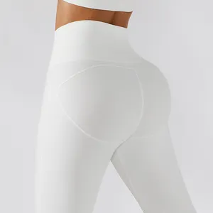 MOQ 1 High Waist Front Zip Yoga Pants Elastic Peach Butt Lift Gym Leggings For Women