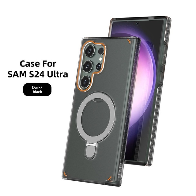 2 in 1 Matte Skin-feel Anti-drop Shockproof Ring Stand Plain Design Colorful Phone case Cover for Samsung S24 S25 S26 Plus Ultra