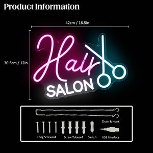 Hair salon neon <b>sign</b> Barber pattern LED <b>sign</b> Acrylic neon <b>light</b> USB powered advertising <b>sign</b> Hair beauty salon <b>sign</b> - Product Image 2