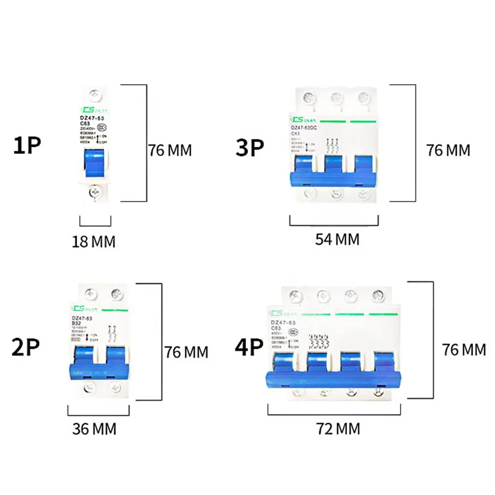 CNCSGK DZ47-63 1 2 3 4 pole MCB switch 1 2 3 4 6 10 16 20 25 32 40 50 63 amp dc ac electrical mini miniature circuit breakers