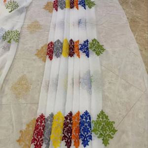 高品质轻质透气透明涤纶窗帘面料刺绣图案客厅编织出厂价格 - Product Image 1