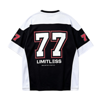 Kaos Jersey Oversize Warna Hitam Putih Berkualitas Tinggi Grosir Custom, Streetwear Bordir Garis Merah, Kaos Olahraga Longgar