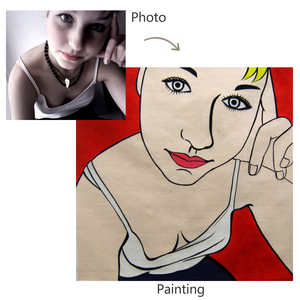 <span class=keywords><strong>Peinture</strong></span> de portrait personnalisée sur toile, style <span class=keywords><strong>pop</strong></span> <span class=keywords><strong>art</strong></span>, à partir d'une photo réaliste, peinte à la main, pour un cadeau d'anniversaire ou de mariage - Product Image 1