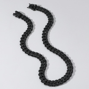 Pulsera de Aleación Estilo Punk Hiphop con Cadena Cubana y Diamantes de Imitación Negros, Pulseras para Hombre con Personalidad, Joyería de Lujo Ligero y de Moda - Product Image 4