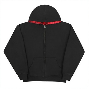 Veste à capuche zippée réversible à double couche, coupe courte et carrée, à carreaux, délavée à l'acide, personnalisée, pour un port double, de fabricants spécialisés dans la production rapide - Product Image 5