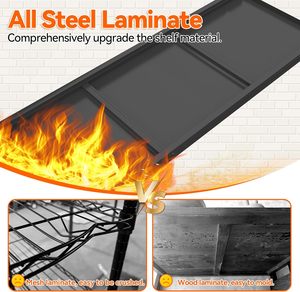 Étagère autoportante extensible robuste à 5 niveaux, capacité de 3000 lb, noire industrielle, 72 pouces, pour garage et sous-sol - Product Image 4