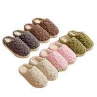 Chaussons d'intérieur plats et moelleux en peluche antidérapants pour femmes, collection Hiver 2024 – Vente en gros