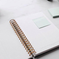 Agenda spirale A5 personnalisé, couverture en lin doré, reliure spirale, emballé dans une boîte