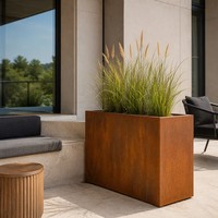 Jardinière rectangulaire en acier corten résistant aux intempéries, finition rouille écologique, pour jardin extérieur, patio