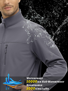 Veste Soft-Shell pour homme haut de gamme sur mesure-Doublure polaire, Coupe-vent isolant imperméable léger et chaud, - Product Image 2