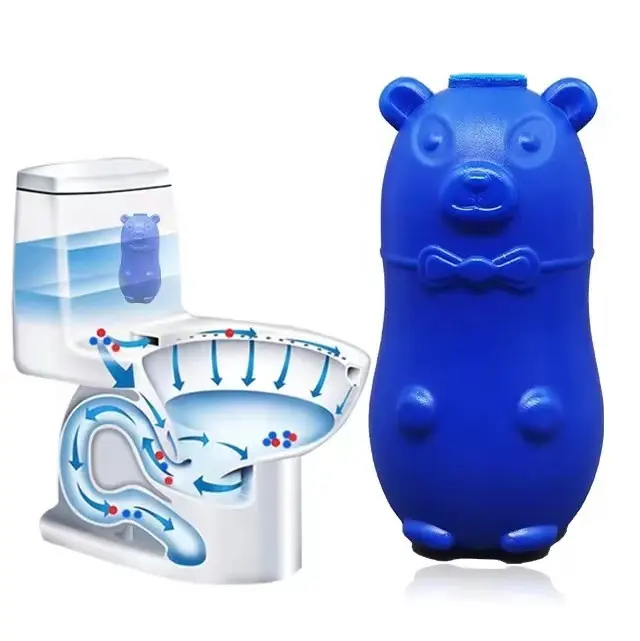 مخصص يزيل رائحة طويلة الأمد مرحاض تدفق الماء نظافة التلقائي الأزرق الدب منظف المرحاض زجاجة مع العطر